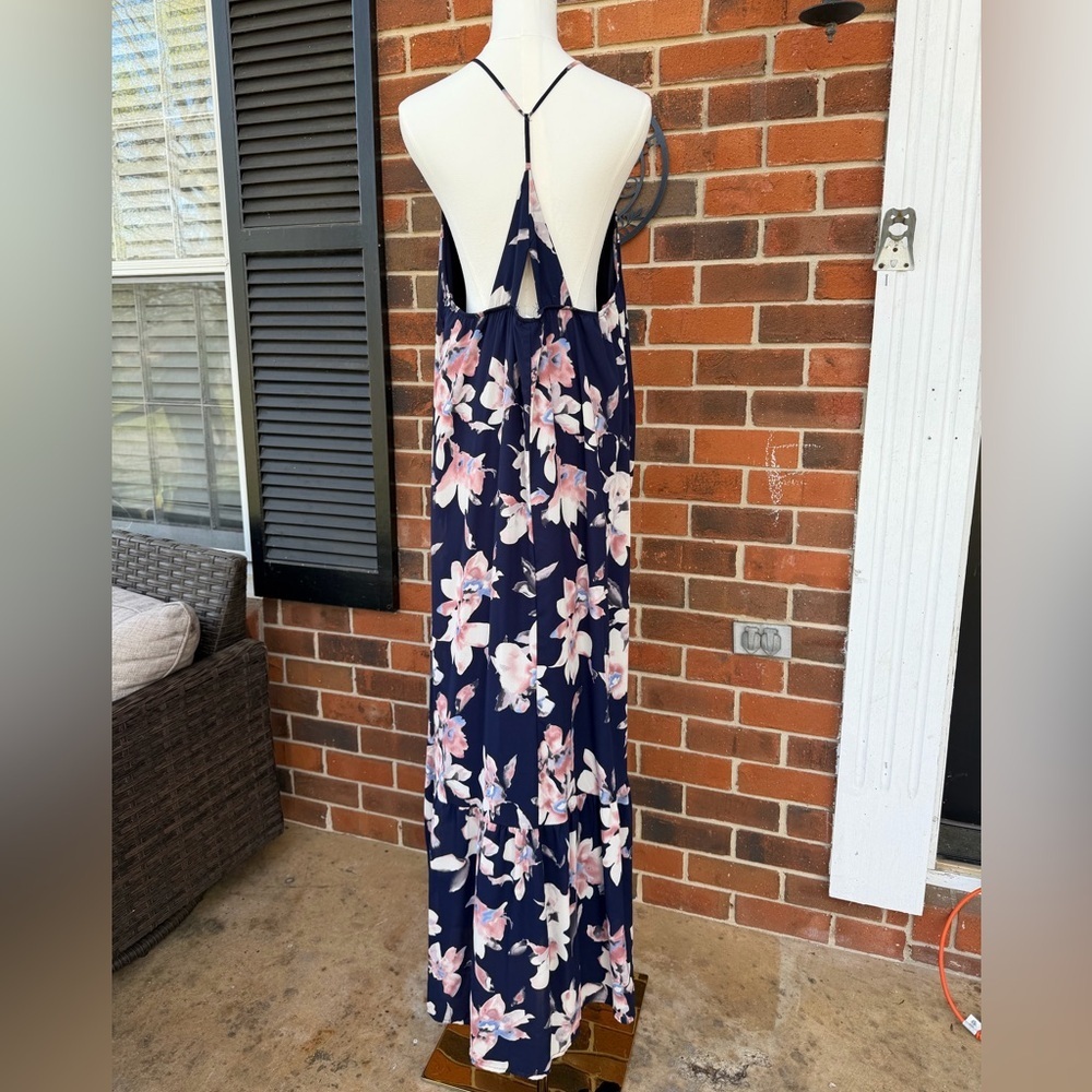 Navy Floral Maxi Dress - Pink & White Blooms - Picture 3 of 4